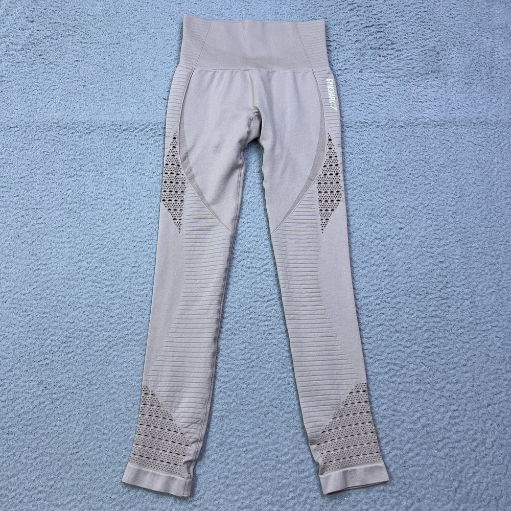 Gymshark Energy+‎ Seamless Leggings Womens S Beige Brown Lined Ankle Pull On